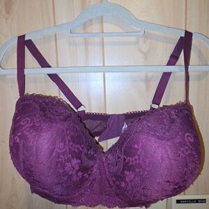 Victoria's Secrer Dream Angels Lined Demi Burgundy Lace Bra 38DDD
